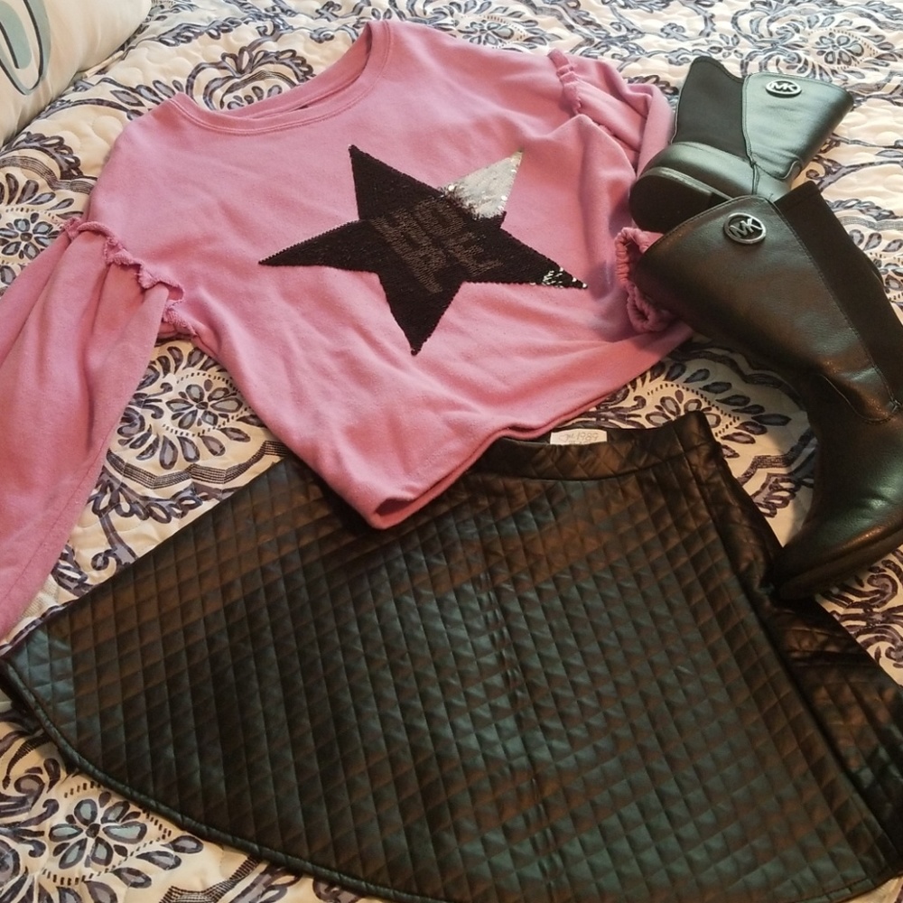 Little girls Black pleather skirt